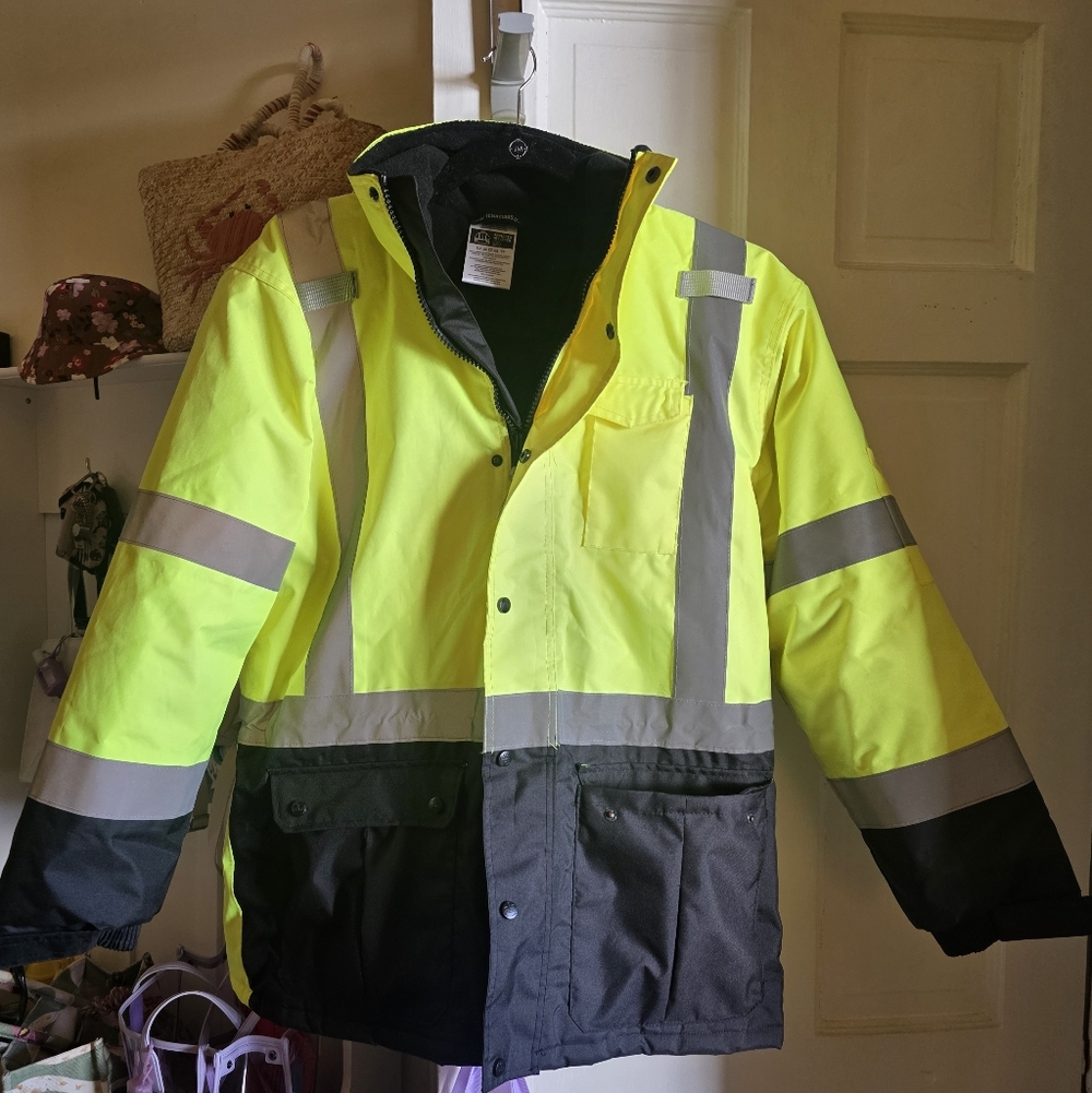 High-Visibility Yellow & Black Safety Parka Jacket By Be Tenacious Type R Class3